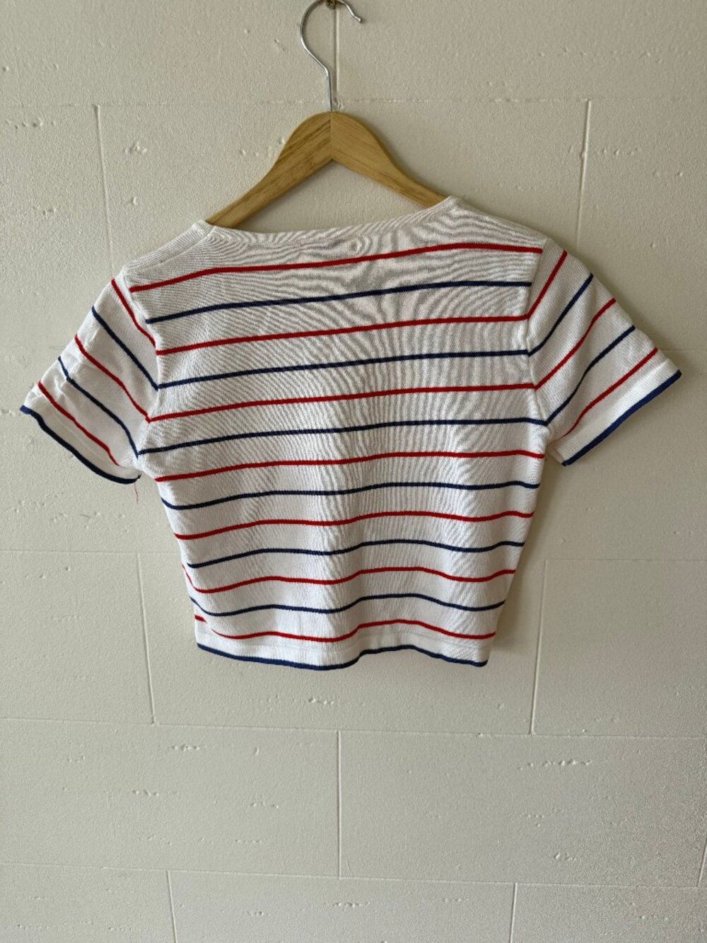 8 Birdies | Retro Stripe Knit Crop Top T-Shirt | Y2K |Small/Medium - Picture 8 of 9
